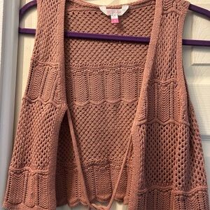 No Boundaries Women's Pink Knit Cardigan Vest